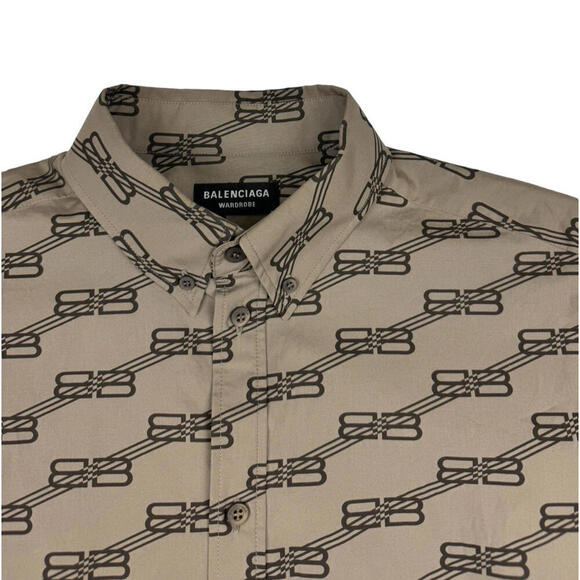 Balenciaga BB Monogram Printed Button-Up Shirt & Cargo Pant Set Brown Size 37 XS - Picture 4 of 15
